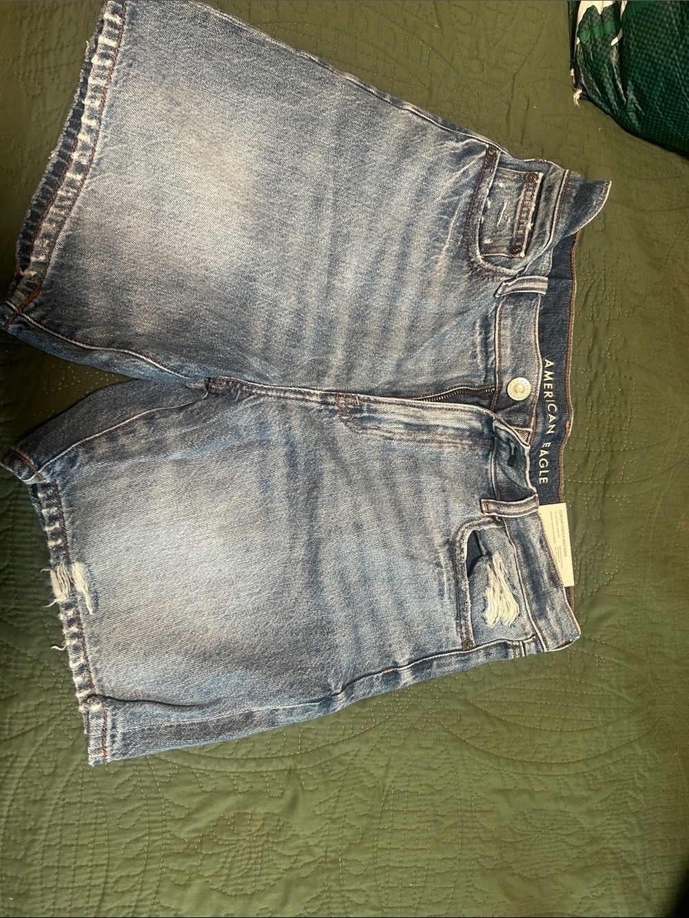 American Eagle Outfitters Light Blue Distressed Denim Shorts